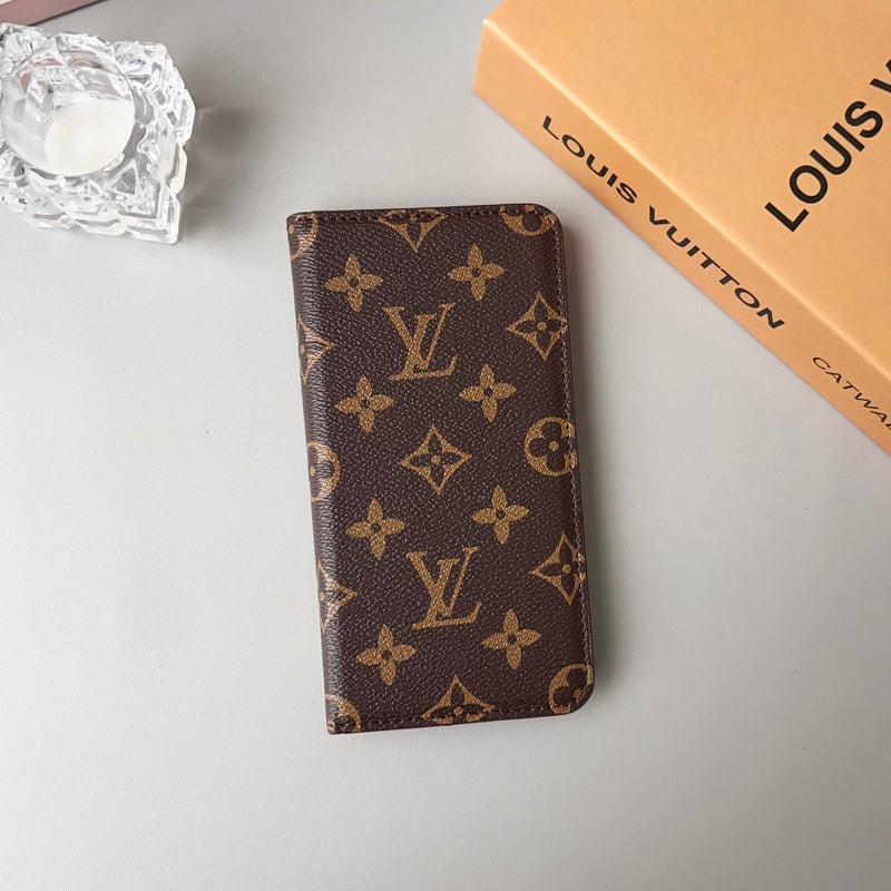 Luxury Folio Leather Monogram iPhone Case With Card Holder-CFHYL251006