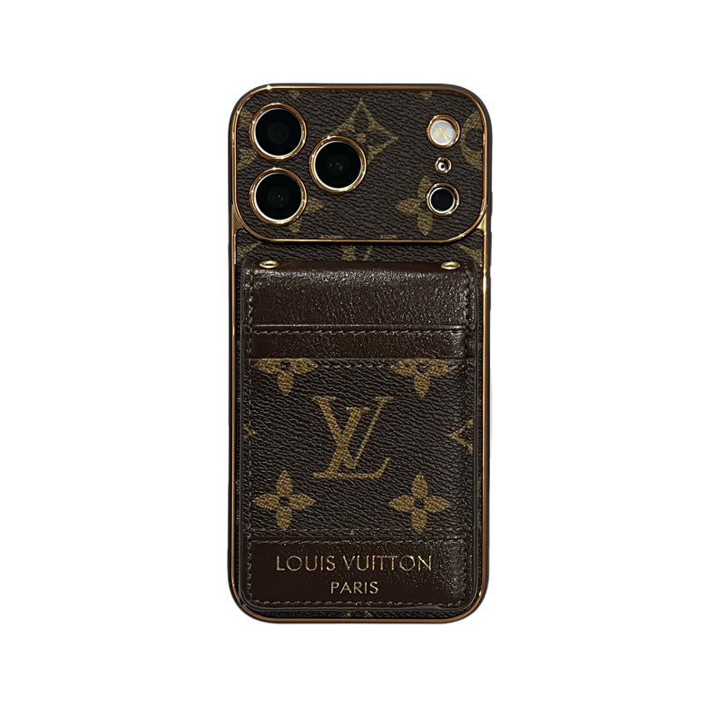 Refined Leather Monogram iPhone Case With Card Holder For iPhone 17 Series-LA260032