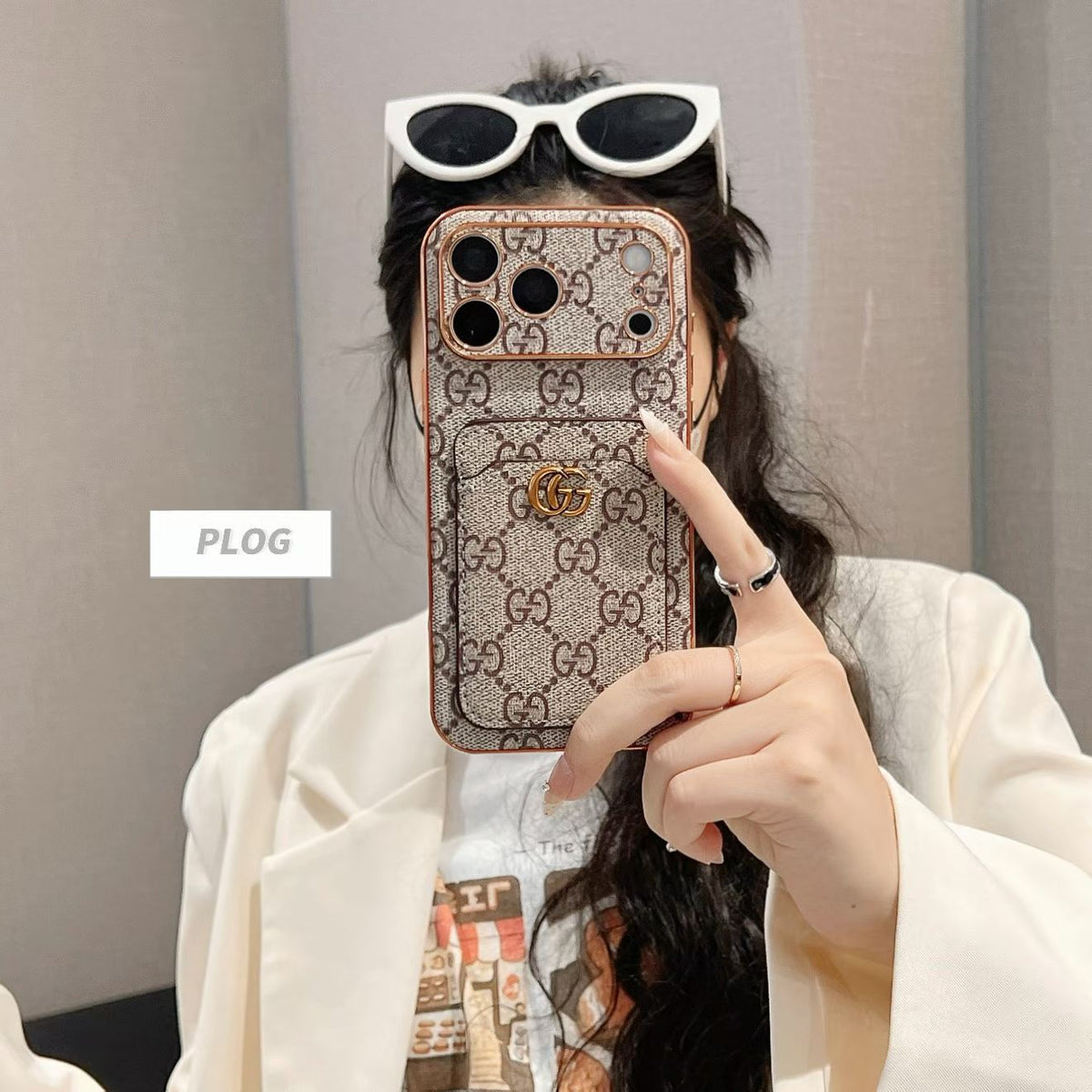 High-quality  GG iPhone Case With Card Holder For iPhone 17 Series-LA260037