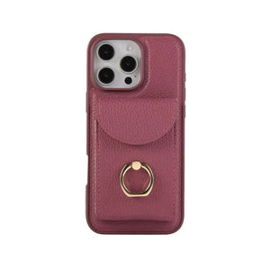 Leather iPhone Cases With Card Holder And Strap（With Stand） White-BC25031 Burycase