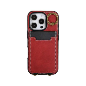 Leather iPhone Cases With Card Holder And  Wrist Strap Brown-BC25042 Burycase