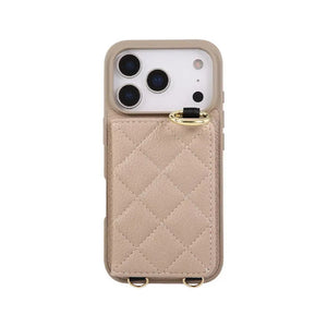 Leather iPhone Cases With Card Holder & Mirror And Strap Brown-BC25032 Burycase