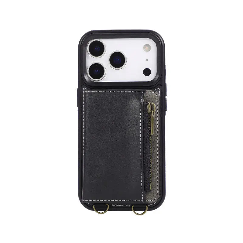 Leather iPhone Cases With Card Holder And  Wrist Strap Green-BC25040 Burycase
